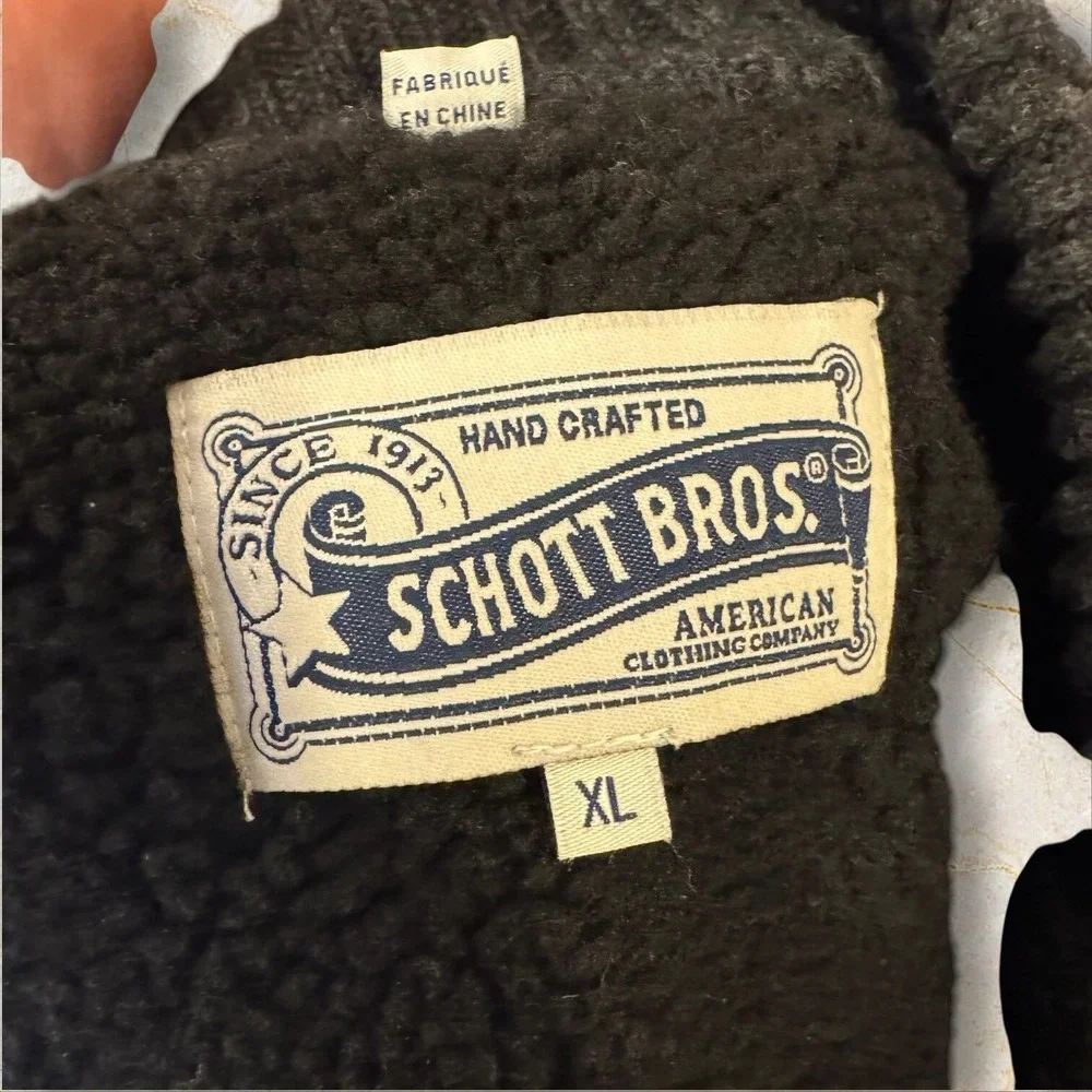 Schott Bros Cable Knit Full Zip‎ Sweater Jacket Charcoal Gray XL Mens
